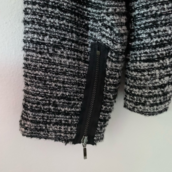 Zara Women’s Tweed Black and White Jacket Tuxedo-style Lapels Medium - Picture 5 of 7